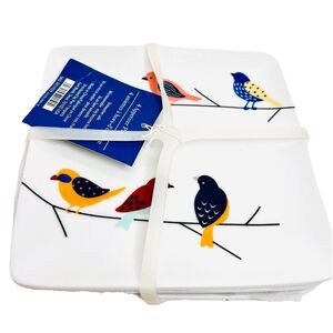 Pier 1 Bird Appetizer Plates Set of 4 Square Snack Plates NWT Dessert 6’